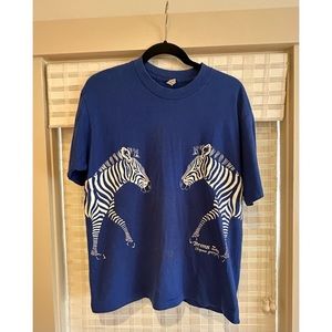 LEXINGTON— Vintage 80s Men's Blue Zebra Zoo T-shirt